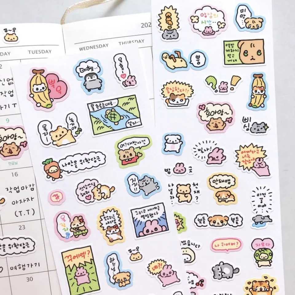 Korean Cartoon Cute Kawaii Graffiti Hand Drawn Rabbit Sticker Hand Account Photo Planner Diary Scrapbook DIY Decorative Stickers C250918
