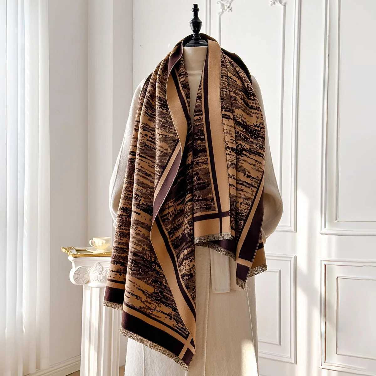 Wens Winter Fashion Warm Thick Imitation Cashmere Poncho Luxury Shl Wr Versatile Bufanda Echarpe Scarf Y250918