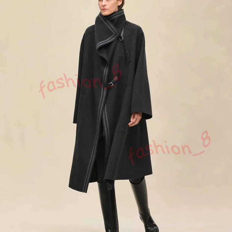 Designer Women's Wool & Blends High-end 25 New Purely Double-Sided Cashmere Long Coat Stand Collar Irregular Design woolen jacket for women size SML
