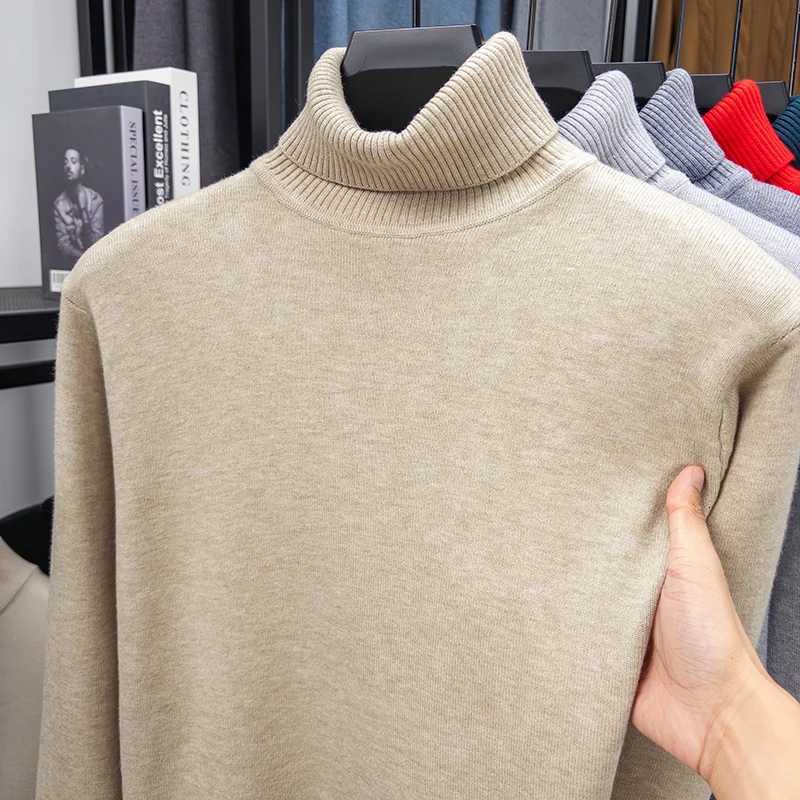 Woolen Sweater Mens Long Sleeved Knitted Base Pullover Sweater High Neck Sweater Business OutfitZ250918