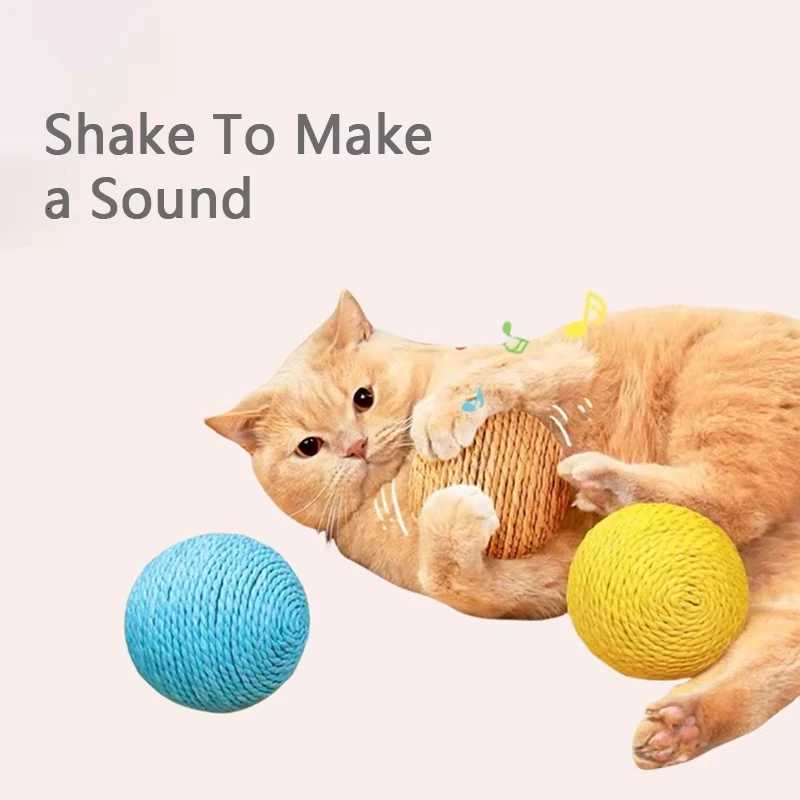 8cm Cat Scratching Ball Interactive Cat Toys Biteresistant Kitten Chasing Ball Pet Sounding Toys for Cats Cat Accessories X250918