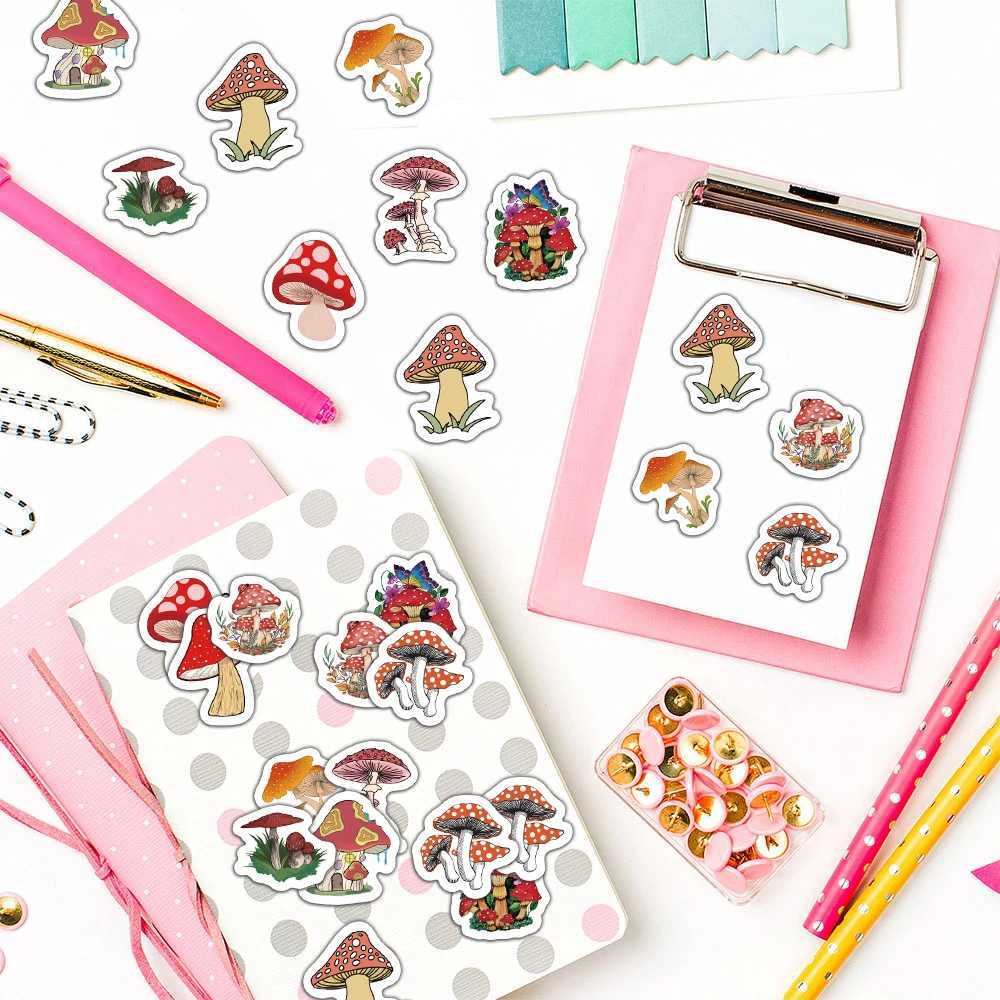 500PCS Colorful Dreamy Mushroom Roll Sticker Pattern Bookkeeping Material Adhesive Sealing Sticker Decorative Sticker C250918