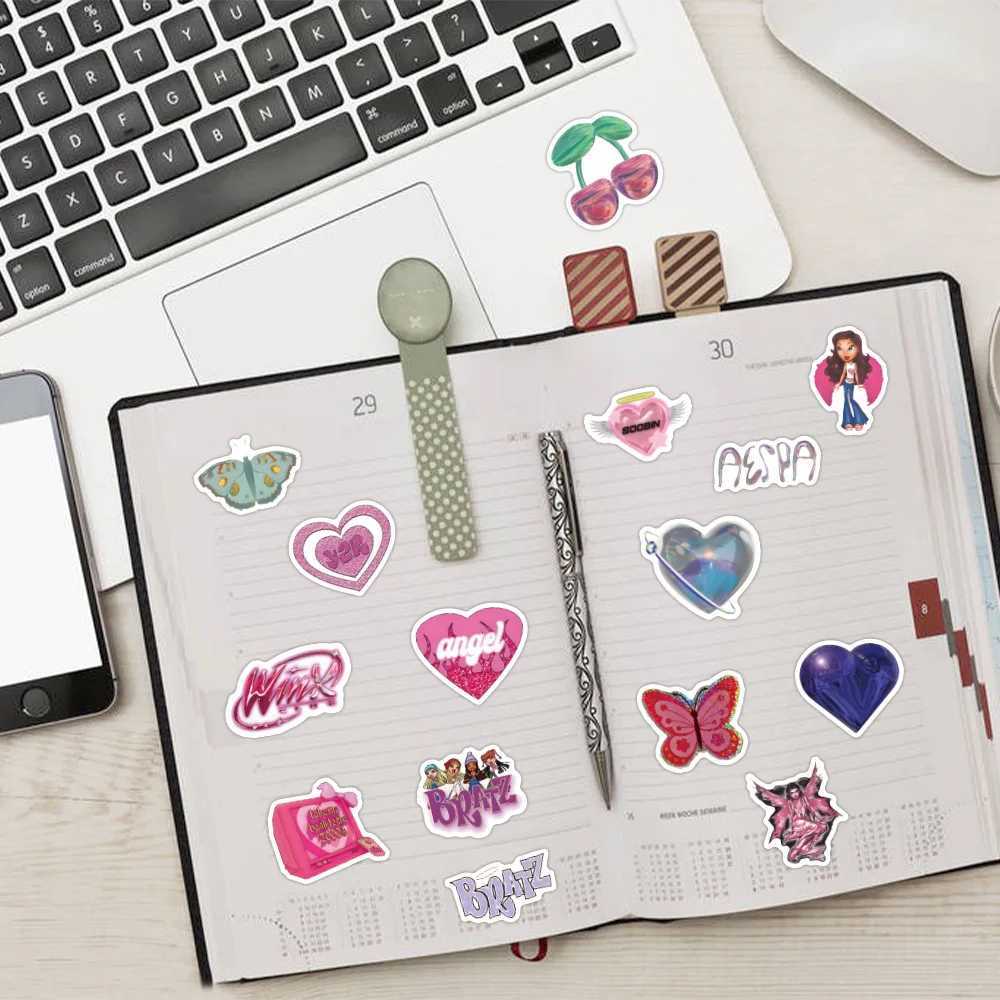 103060120pcs Retro Pink Y2K Stickers For Suitcase Skateboard Laptop Luggage Phone Car Styling DIY Decal Pegatinas C250918