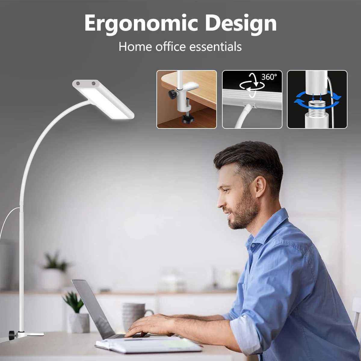 LED Desk Lamp for Office Home EyeCaring Desk Light Lamp with Stepless Dimming Adjustable Flexible Gooseneck Adjustable Light C250918