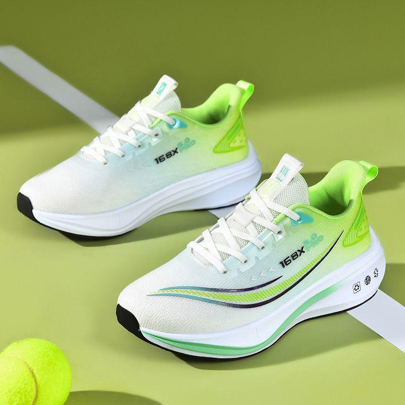 lightweight breathable gradient color running shoes full size sports sneakers with shock absorbing sole trendy quick lace athletic footwear for men