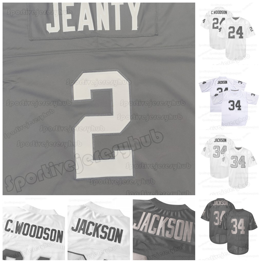 2 Ashton Jeanty Black/White Football Jersey 34 Bo Jackson 24 Charles Woodson Breakaway Vintage V-neck Polyester Stretch Uniform Casual Wear & Streetwe