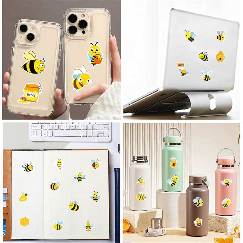 50100PCS Bee Flower Graffiti Sticker Stationery Decals Phone Laptop Water Cup Luggage Bicycle Helmet Decor Waterproof Sticker C250918