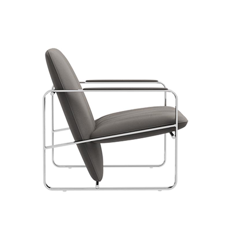 Living Room Furniture Modern Grey Upholstered Kite - Shaped Lounge Chair with Stainless Steel Frame