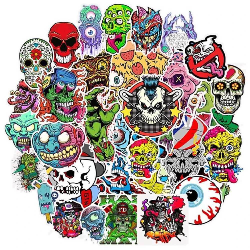 103050PCS Horror Series Skull Zombie Cool Stickers Laptop Guitar Luggage Waterproof Graffiti Sticker Decal Kid Classic Toys C250918