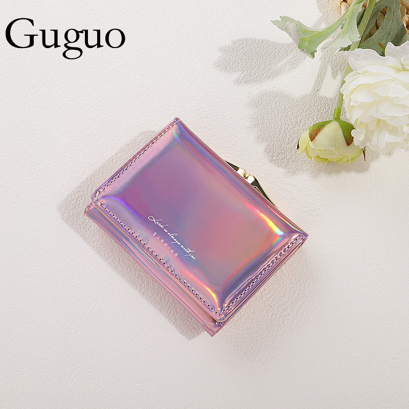 Guguo Free Shipping New Designer Bag Laser Ins Style Women's Coin Wallet PU Card Holder Student Fashion Multifunctional Short Hair Wallet High-en