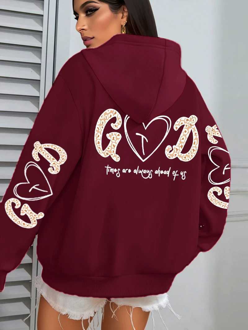 God Times Always Ahead Of Us Printing Women Hoody Loose Hip Hop Hoodie Casual Fleece Sportswear Y2K AllMatch Pocket HoodiesZ250918