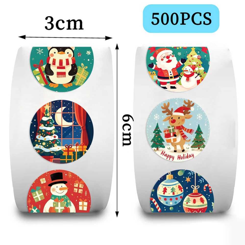 500PCS New Christmas Stickers Roll Small Children Stickers Cute Kawaii Cartoon Packaging Stickers Photocard Decor Lables for Kid C250918
