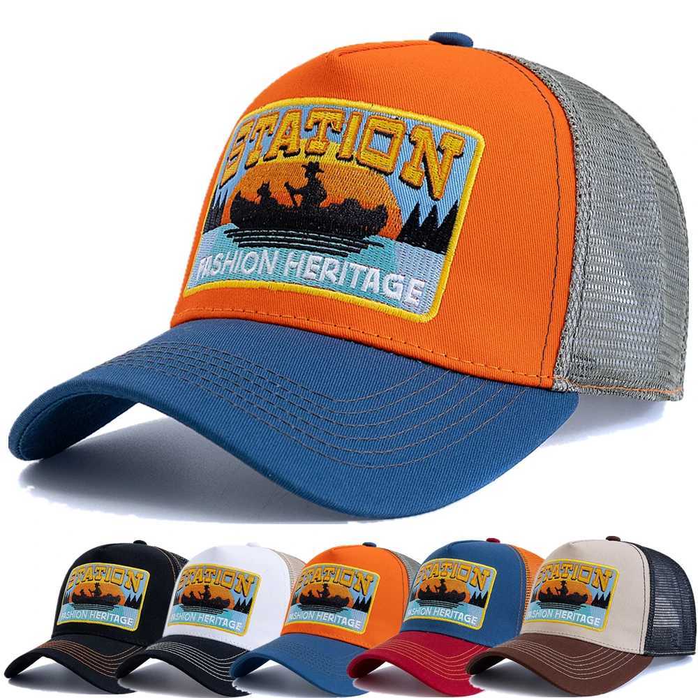 New Style Summer Fishing Cap Breathable Mesh Trucker Hat Men Women Fisherman Embroidered Design Snapback Hat Outdoor Fishing J2509181