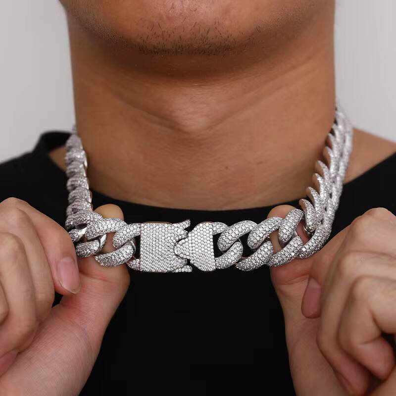 20MM Big Size New Style Iced Out Cuban Link Chain Hip Hop White Gold Plated Miami Cuban Link Necklace for Men Jewelry