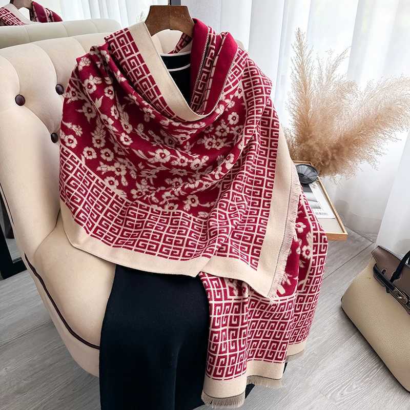 2025 Winter Wen Cashmere Scarf Thick Warm Shls Wrs ral Jacquard La Blanket Echarpe Bufanda Fem New Y250918