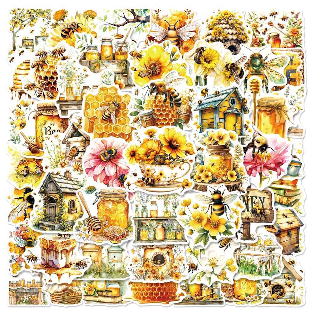 50100PCS Bee Flower Graffiti Sticker Stationery Decals Phone Laptop Water Cup Luggage Bicycle Helmet Decor Waterproof Sticker C250918