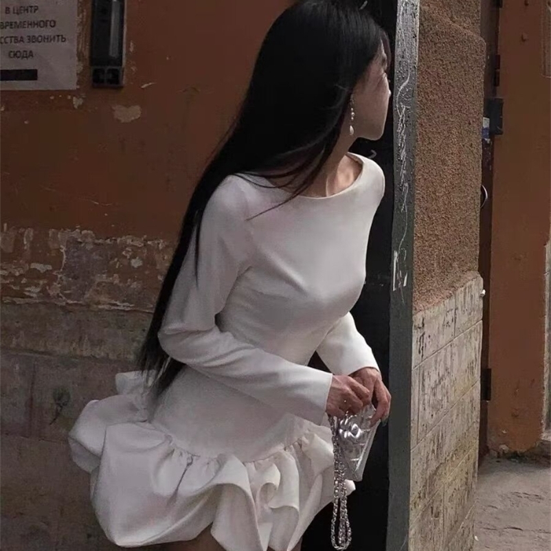 Summer Elegant White Sweet Slim Dress Women French Retro Sleeveless Bud Hepburn Dresses Fashion Aesthetic Party Clothes 250918