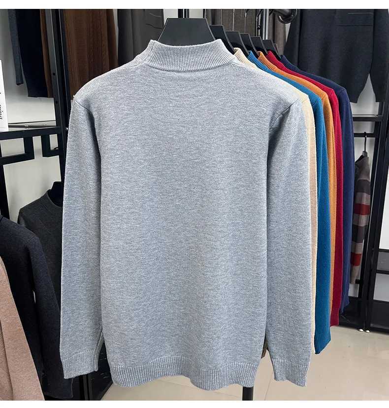 Spring and Autumn Woolen Sweater Mens Warm Half High Collar Winter Knitted Sweater Base Hooded SweaterZ250918