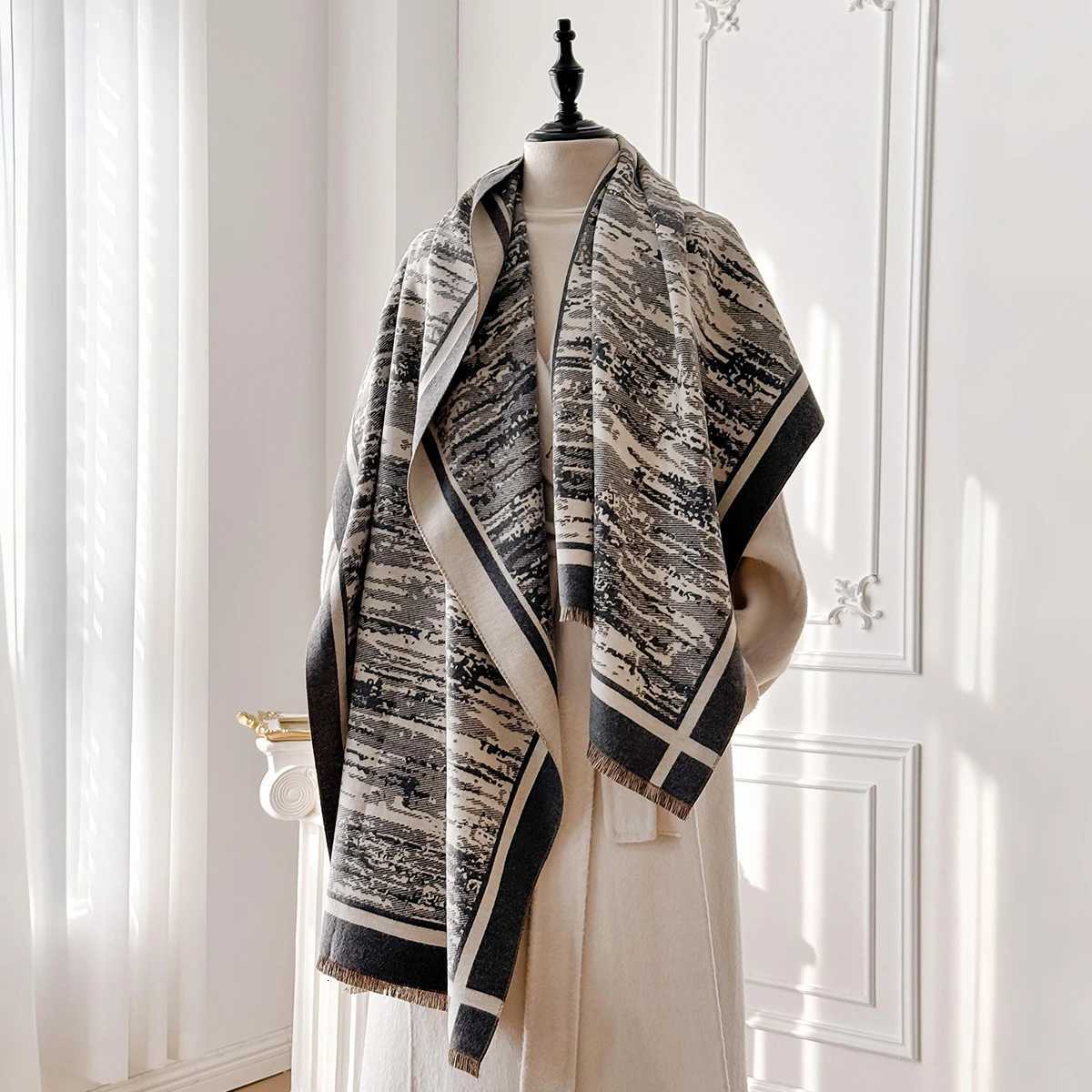 Wens Winter Fashion Warm Thick Imitation Cashmere Poncho Luxury Shl Wr Versatile Bufanda Echarpe Scarf Y250918