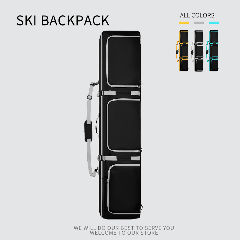 Ski Bag Dual Board Bag with Wheels Large Capacity Ski Backpack Dual Board Carry Bag Dry/Wet Separation Sampling link