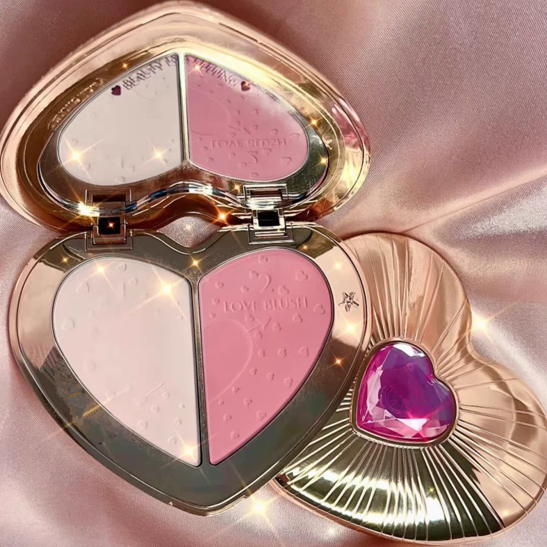 Beauty soulmate Face palette 2 in 1 Airbrush Love blush 2 colors PINK PEACH Flawless Face Blush 13g