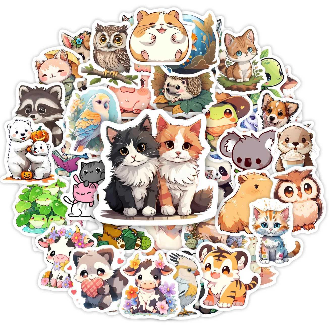 KAWaii Cute Animal Stickers Puppy Kitten Cow Owl Hedgehog CHIldren cartoon Gift for DIY Laptop Phone Mug Waterproof C250918