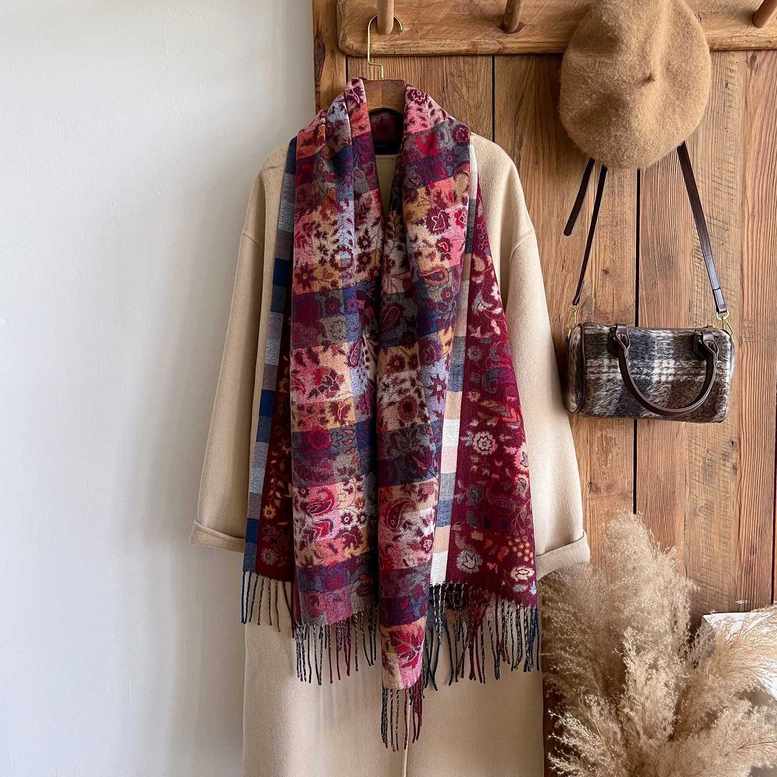 Wen Winter Fashionable Tassel Shl Thicke Imitation Cashmere Scarves Ethnic Style Warm Blanket Ce scarf Scarf Y250918