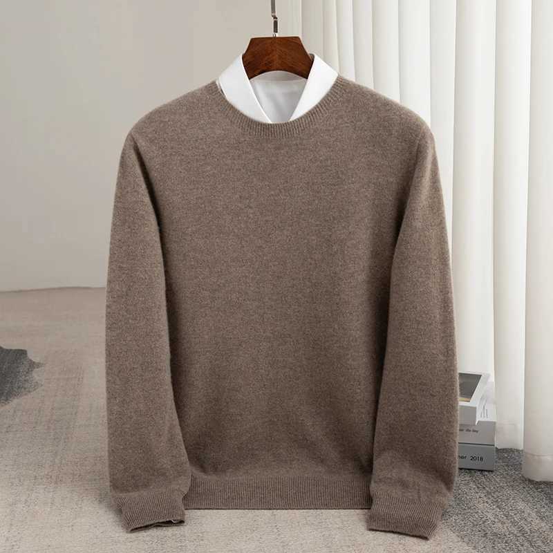 100 Merino Wool Mens Crewneck Jumper AutumnWinter Warm Firstline Readytowear Sweater Business Casual Mens Basic Knit TopZ250918