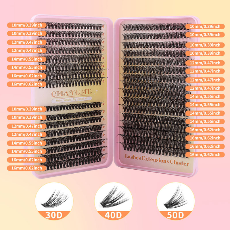 DIY Individual Eyelashes Thick Curled Cluster Lashes Kit with Lash Bond & Seal Reusable Handmade DIY Segmented Eyelash Extensions Set Soft Light Graft