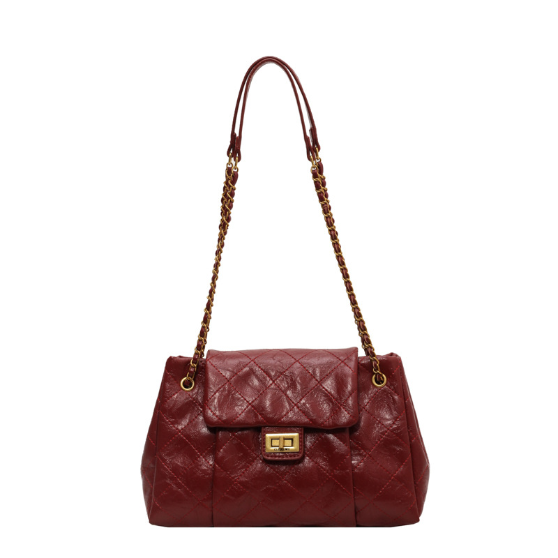 Designer bag hot free shipping Diamond Lattice Chain Small Square Bag New Vintage Simple Leisure Diagonal Cross Bag for woman black red coffee white