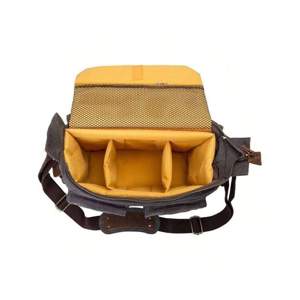 Men's Lightweight Vintage Waterproof Canvas DSLR SLR Shockproof Camera Shoulder Messenger Sling Bag