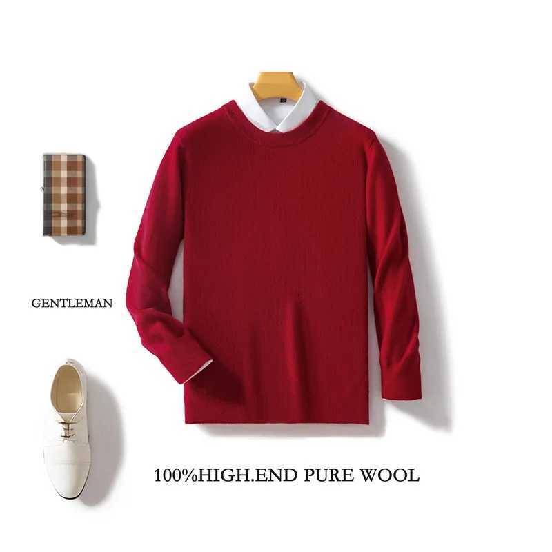 Men Soft 100 Merino Wool Casual ONeck Knit Sweater Long Sleeves Pullover Cashmere Comfortable Solid Color Warm Clothing TopZ250918