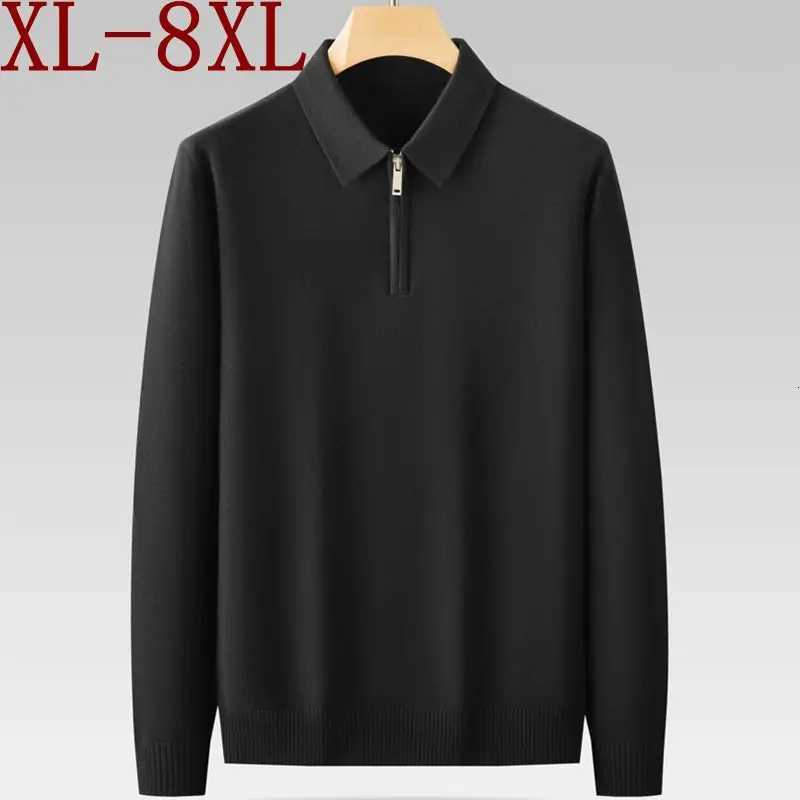 8XL 7XL 6XL Keep Warm Pull Homme 2023 New Fall Winter High End Soft Wool Sweater Men Long Sleeve Lapel Mens Pullover SweatersZ250918