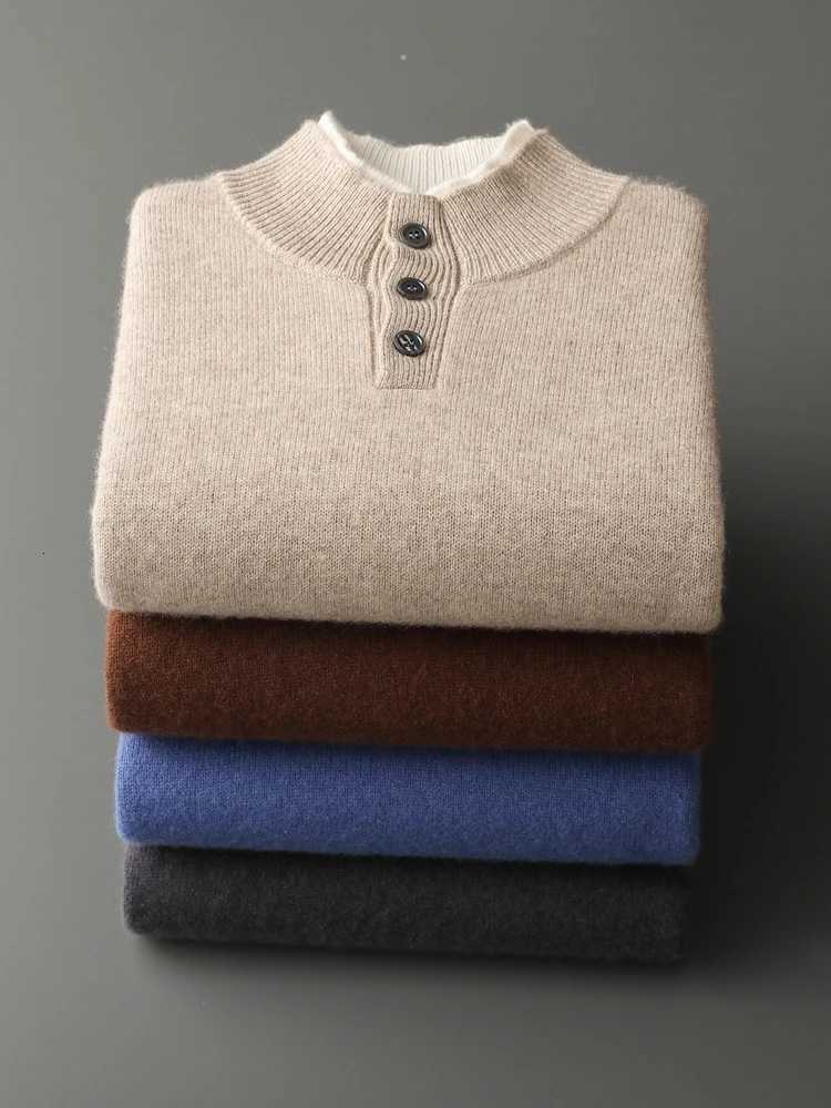 MEETCC Luxury Men 100 Cashmere Pullover Thick Warm Fake 2 PCS Sweater Autumn Winter Casual Smart Knitwear Quality Jumper TopsZ250918