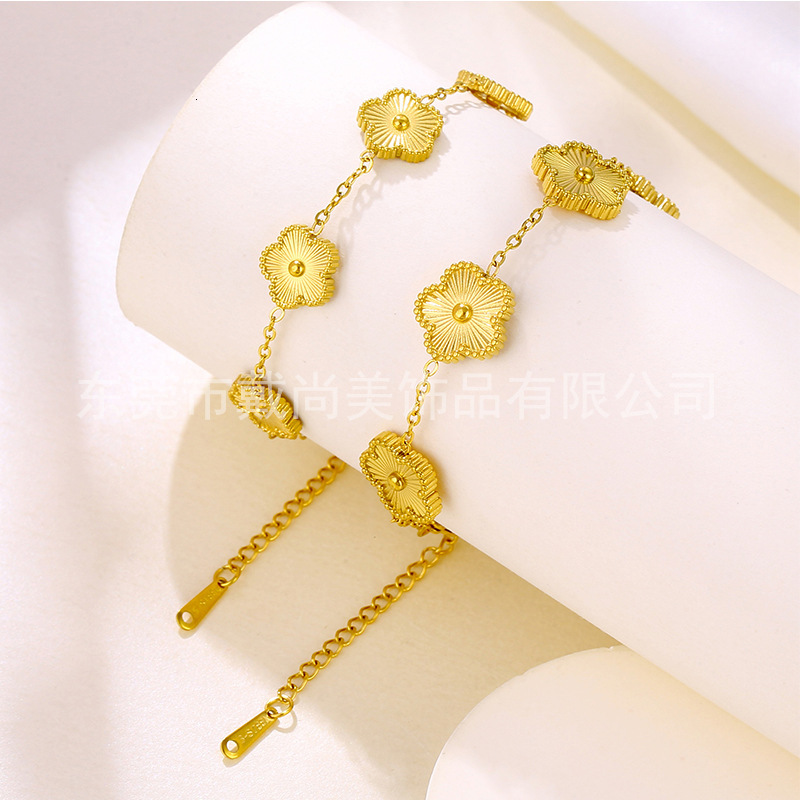 bracelets designer bracelet nonfading highend fiveleaf clover bracelet for women unique simple niche light titanium steel jewelry bracelet designer