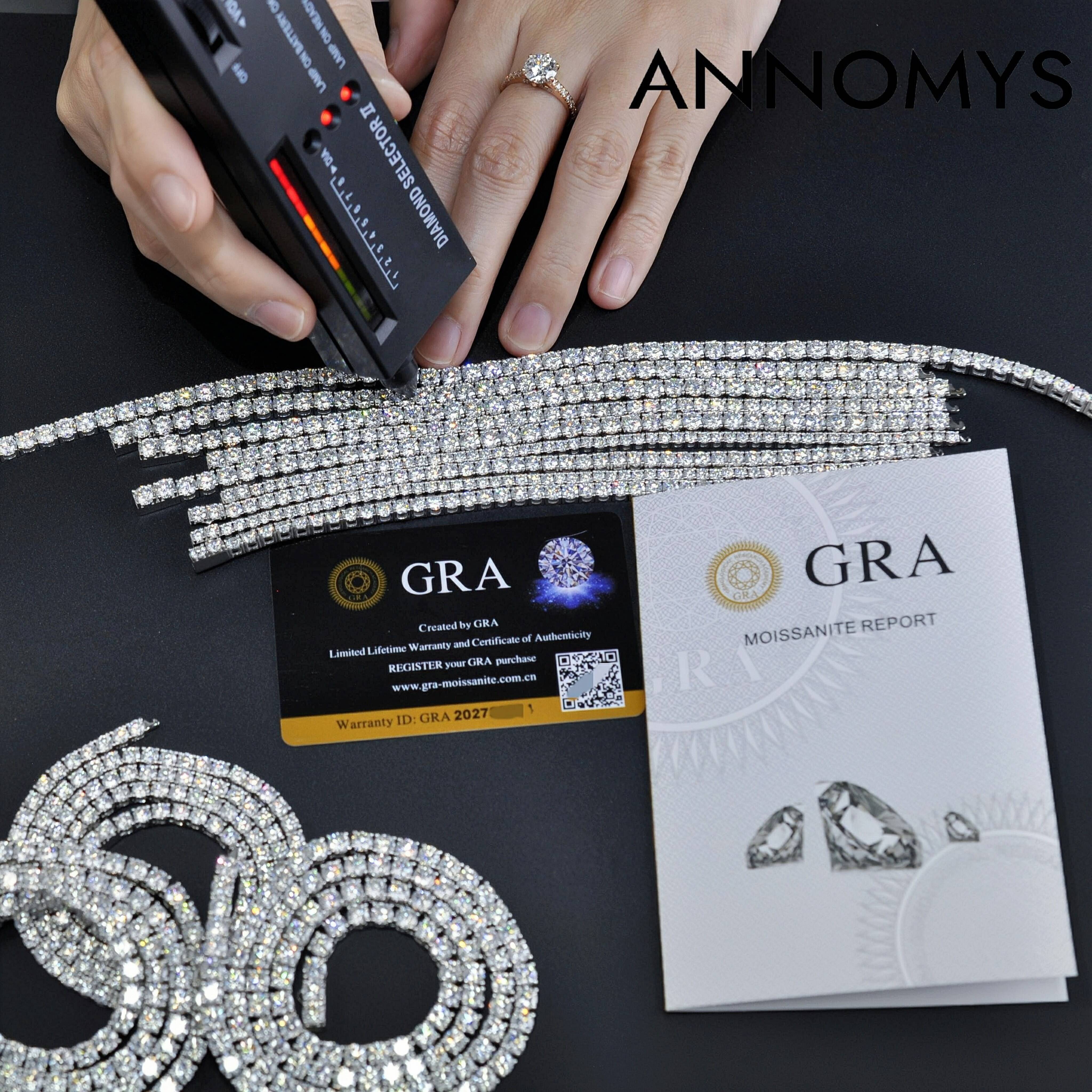 Pass Diamond Tester GRA Hip Hop Jewelry Charms Iced Out 265mm Lab Diamond 925 Silver VVS Moissanite Tennis Chain Necklaces