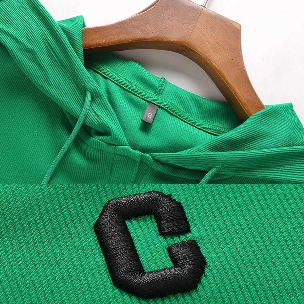Green hooded long sleeved tshirt womens autumn and winter half zipper embroidered sports shirt casual plus size short topZ250918
