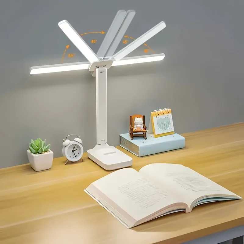 LED doublehead desk lamp 3level dimmable touch night light USB rechargeable eyeprotection foldable bedside reading desk C2509181