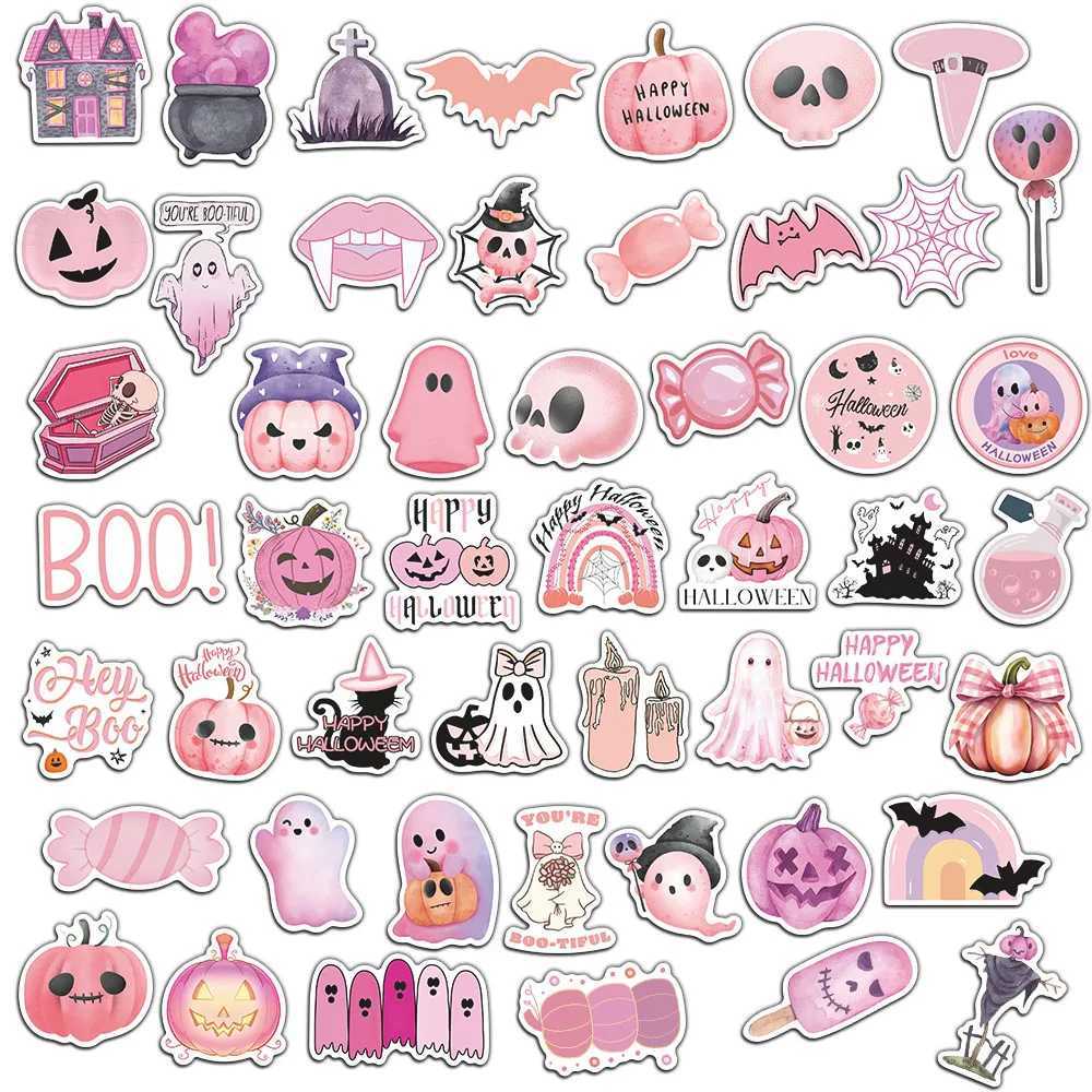 50PCS Pink Halloween Stickers Cartoon Decoration Phone Cases Laptop Suitcases Desktop Decoration Stickers C250918