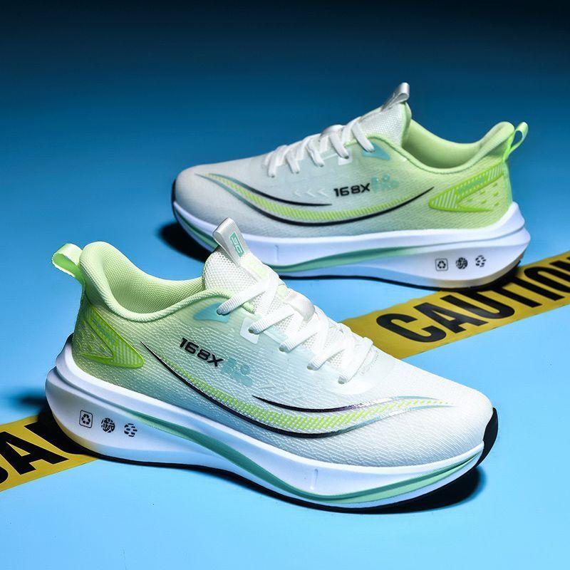 lightweight breathable gradient color running shoes full size sports sneakers with shock absorbing sole trendy quick lace athletic footwear for men