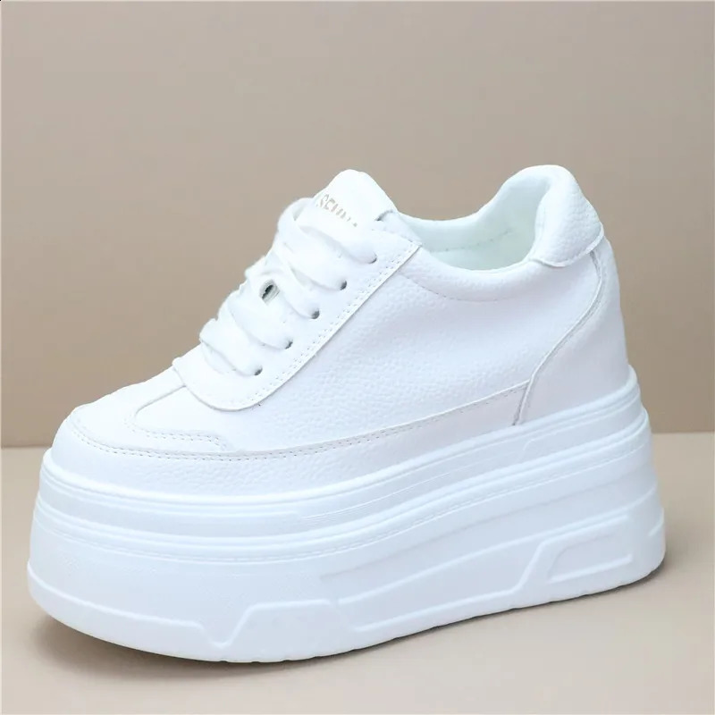 10cm 12CM Synthetic Genuine Leather White y ner Sneaker Women Autumn Spring Cowboy Platform Wedge High Shoes 250918
