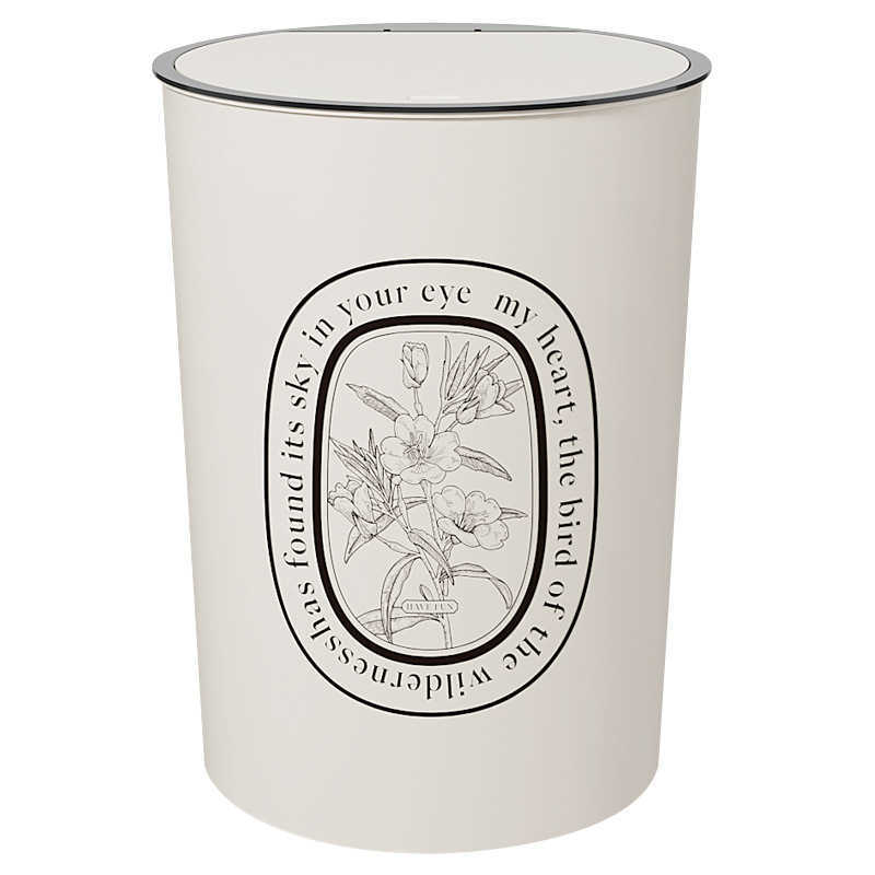 Trash Can with Lid Kitchen Storage Large Capacity American Style Bathroom Wind Lid Trash Modern Lid Spring French Style Bin C250918