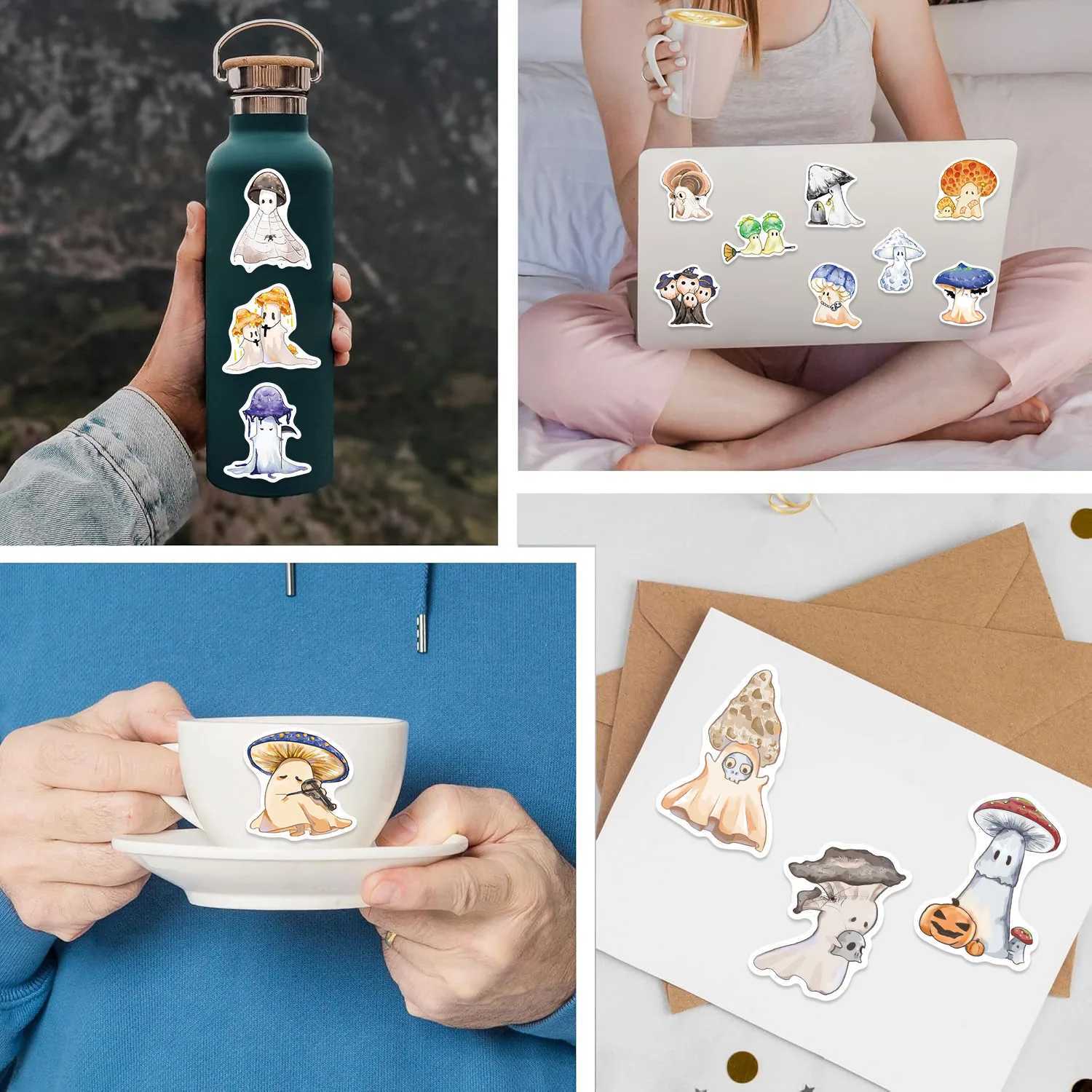 50PCS Cartoon Halloween Mushroom Ghost Graffiti Stickers Decorative Luggage Notebook Diy Waterproof Stickers Stationary C250918