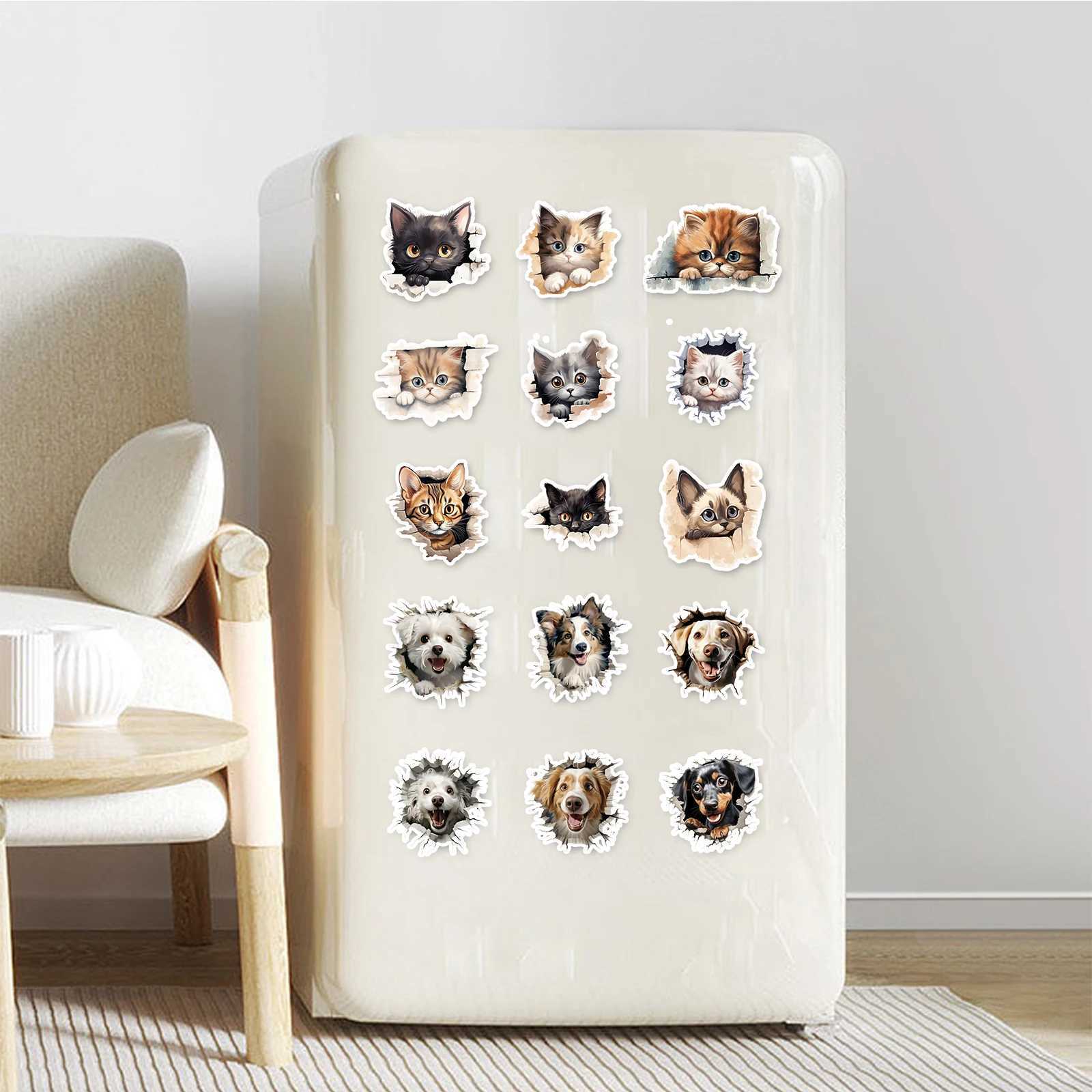 50 Pcs Cartoon Dog Cat Theme Stickers Funny Peeking Animals Stickers For Laptop Water Bottle Scrapbook Phones C250918