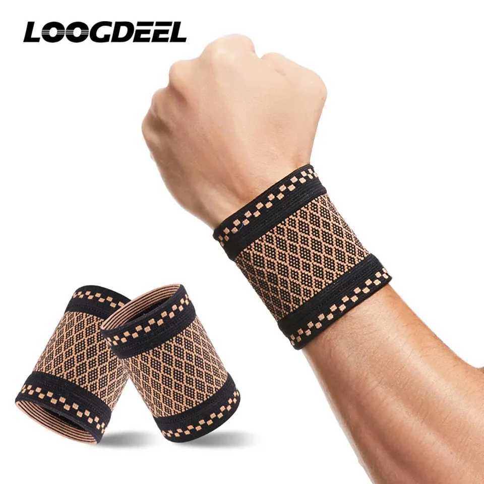 1Pair Copper Wrist Guard Professional Sports Fitness Wrist Brace Support Wrist Protector Elastic Knitted Compression Wristband J2512111