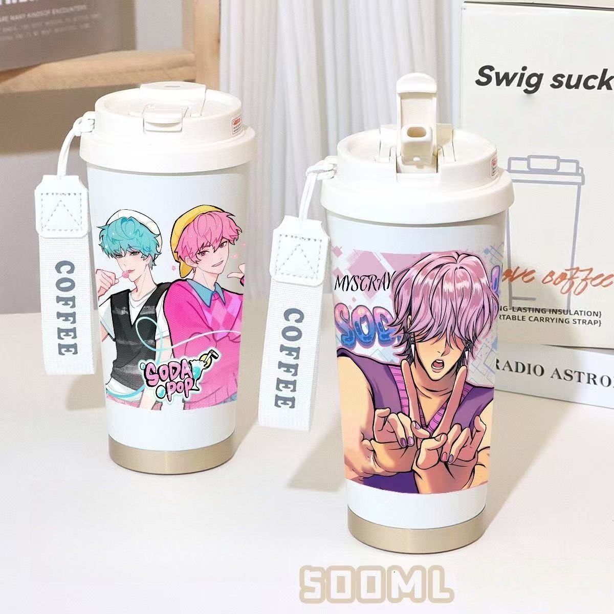 Kpop Demon Hunters Mysterious Baby SajaBoys Zoey Mira Double Drink Thermos Cup Coffee Cup witch hunting