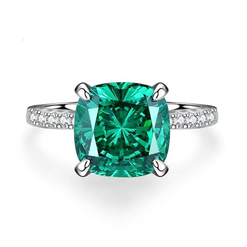2025 Wholesale Hot Sales Fashion Personalized Inlay Cultivation Glitter Emerald Cut High Carbon Stone HighSense Ring Jewelry