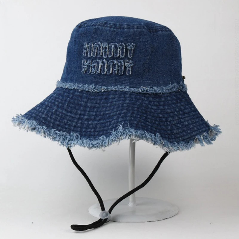 Bucket Hat Denim Jeans Men Women Summer Sun Protection Big Brim Cap Beach Accessory For Fishing Hiking Climbing Outdoor 250918