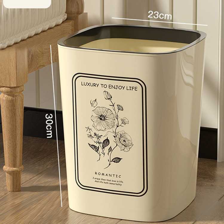 Household Trash Can for Bedroom and Living Room Large Capacity for Kitchen Bathroom and Toilet Simple Design with Press Ring High Aesthetic Storage Bi