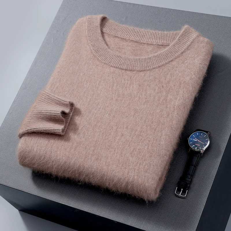 Mens Round Neck 100 Mink Cashmere Sweater Men 2024 Autumn and Winter Large Size Loose Knitted Sweater Keep Warm Top Men JumperZ250918
